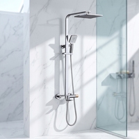 Colonne de douche carrée chromée KTW Standard à 3 fonctions avec design moderne et options de personnalisation
