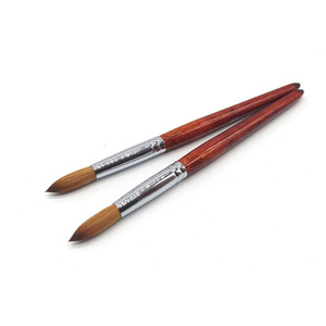 Pinceau à ongles en poils de Kolinsky 100% pur, manche en bois rouge brun, logo imprimé sur mesure, outils pour la manucure et le nail art acrylique. - Product Image 1