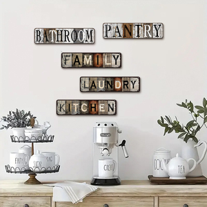 Panneau en métal style ferme rustique pour salle de bain, garde-manger, buanderie familiale, <span class=keywords><strong>cuisine</strong></span>, décoration murale pour la maison et la <span class=keywords><strong>porte</strong></span> - Product Image 5