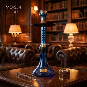 Juego de Cachimba de Vidrio Azul con Base de Metal, Pipa de Agua Portátil con 4 Chimeneas Coloridas para Salón y Fiestas - Product Image 6