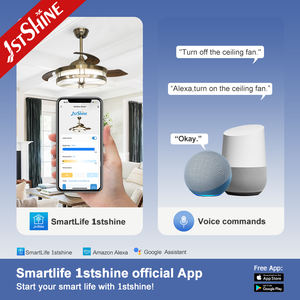 Ventilador <span class=keywords><strong>de</strong></span> techo con luces LED, ventilador <span class=keywords><strong>de</strong></span> techo con motor <span class=keywords><strong>de</strong></span> CC <span class=keywords><strong>de</strong></span> cobre puro, ahorro <span class=keywords><strong>de</strong></span> energía con cuchillas ocultos, 1 unidad - Product Image 6