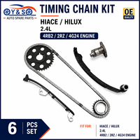 Nouveau kit de chaîne de distribution YS 6 pièces 2RZ/4G24 2.4L en acier allié pour la réparation du moteur Hiace Hilux Granvia Tacoma