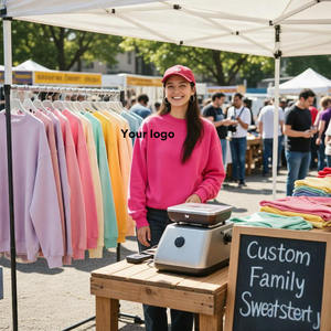 Sweat-shirt personnalisé pour femmes |   Impression et broderie en petites séries |   Mélange de coton 65/35, épaules tombantes |   Quantité minimale de commande faible - Product Image 2