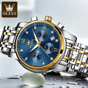 Montres à quartz OLEVS 2858 avec bracelet en acier inoxydable pour hommes, multifonctionnelles, trois aiguilles, étanches, montres-bracelets pour hommes, calendrier - Product Image 4