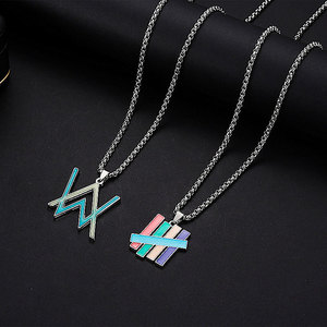 Collar con Colgante de Metal de Aleación de Zinc de Moda Hiphop Rock para Aniversario, para <span class=keywords><strong>Alan</strong></span> Walker Nightclub - Product Image 5