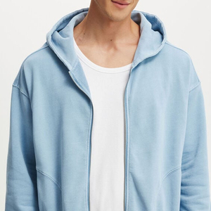 Alta calidad de los hombres de invierno 340Gsm de lana gruesa/mezcla de algodón Regular Fit Short Zipper Hoodie Custom Drop Shoulder transpirable - Product Image 2