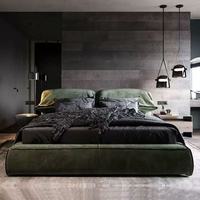 Lit en tissu nordique meubles de salon lit en tissu artisanal minimaliste italien lit double rembourré de luxe