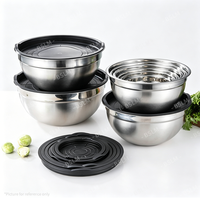 Bol à salade avec couvercle en silicone, boîte à lunch pour aliments chauds, vente chaude, logo personnalisé, bol passoire à fruits, bols mélangeurs en acier inoxydable