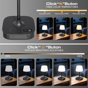 Lámpara de Mesa de 8000 mAh, Lámpara de Ducha Impermeable IP55 con Batería Recargable Inalámbrica, Lámpara de Baño LED Regulable con Pantalla para Camping - Product Image 2