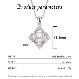 Collier pendentif en cuivre avec nœud celtique, étoile à quatre branches, CZ, perle d'eau douce, bijoux géométriques torsadés pour femmes - Product Image 6