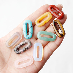 Pingente de Anel Oval de Quartzo Ágata com Furo Grande, Acessório de Colar DIY, Presente para Mulheres e Homens - Product Image 3