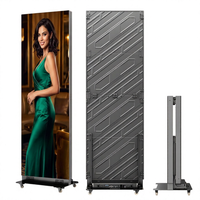 Afficheur LED en aluminium de 80 pouces P1.53 P1.86 P2.5, design ultra fin, 33 kg, roues de nivellement faciles à déplacer, affichage publicitaire intérieur