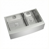 Acier inoxydable de luxe fait à la main 84*51 cm Double cuvette évier de cuisine tablier de ferme Installation avant en matériau SUS304