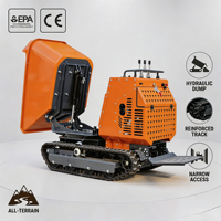 Dumper chenillé robuste de 1200 kg avec benne hydraulique de levage, camion benne sur chenilles auto-chargeur de 1 tonne à moteur essence pour le bâtiment