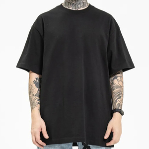 T-shirt en coton épais et ample pour homme, style décontracté, manches courtes, haute qualité, coupe carrée, vente en gros - Product Image 3