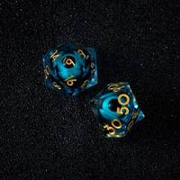 Ensemble de dés en résine liquide scintillante DND, dés polyédriques pour jeux de rôle avec numéros dorés