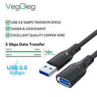 Cable de Extensión USB 3.0 VegGieg de 5 Gbps de Alta Velocidad, Macho a Hembra, Cable Extensor USB con Cable de Cobre Puro para Laptop, Memoria USB, Cámara