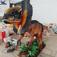 Statue de dinosaure mécanique animatronique grandeur nature Dilophosaurus, à mouvement automatique, avec moteur à capteur, pour parc à thème Dino, à vendre