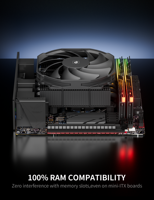 Refroidisseur CPU basse consommation upHere, hauteur 52 mm, 4 caloducs, ventilateur PWM 92 mm, dissipateur thermique noir pour ITX AM5 LGA1700