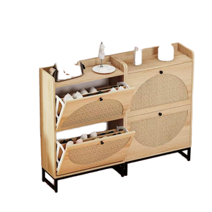 <span class=keywords><strong>Meuble</strong></span> à chaussures en rotin 2026, style moderne et simple, deux bacs, entrée étroite, pieds en fer vintage, meubles de maison - Product Image 1