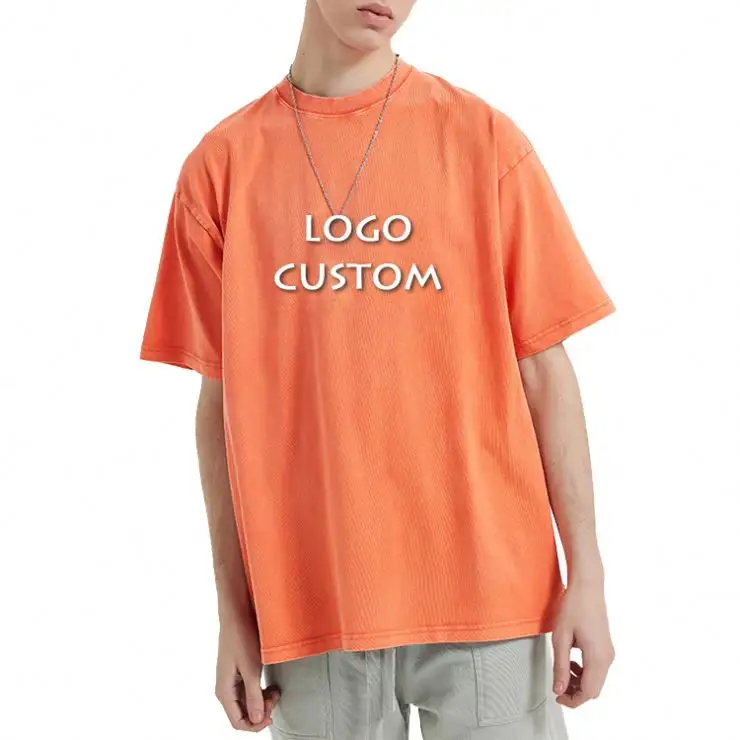 Custom Logo Oversized Vintage Faded Mens T Shirt Casual Cotton Men's Washed T Shirts