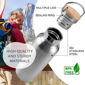 Borraccia Sportiva Sottile in Acciaio Inossidabile Isolata con Manico in Bambù e Coperchio, Etichetta Privata - Product Image 5