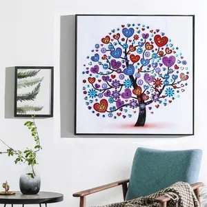 Cuore Albero della Tela di Canapa di Arte Della Parete 5d Pittura di Diamante di Cristallo per La Decorazione Domestica