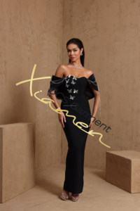 Abito <span class=keywords><strong>da</strong></span> Sera Elegante Nero con Catena di Cristalli e Farfalle, <span class=keywords><strong>Vestito</strong></span> Fasciante <span class=keywords><strong>da</strong></span> Donna per Feste e Cene - Product Image 4