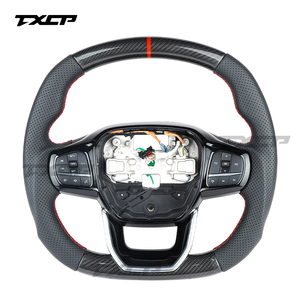 Volant en cuir et fibre de carbone sur mesure adapté aux <span class=keywords><strong>Ford</strong></span> Transit 2018 2019 <span class=keywords><strong>2021</strong></span> 2022 2023 2024 - Product Image 1