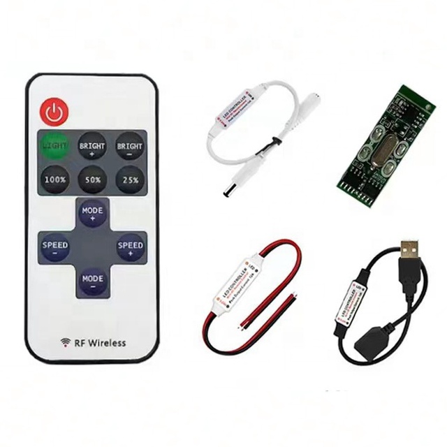 Factory Supplies Mini RF Wireless Led 11Keys Remote Controllers Dimmer DC5-24V for 5050 3528 5730 3014 Single Color Light Strip