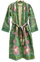 Kimono japonais fait à la main Style Kantha Robe multicolore Suzani imprimer veste d'hiver réversible avec ceinture à nouer vêtements de nuit utilisation Spa