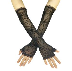 Guantes de malla de medio dedo para <span class=keywords><strong>mujer</strong></span>, diseño sexy de telaraña, largos, negros, para <span class=keywords><strong>disfraz</strong></span> de Halloween, nuevas manoplas de telaraña para <span class=keywords><strong>mujer</strong></span> - Product Image 1