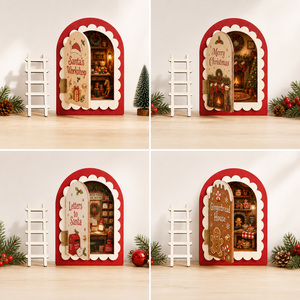 Christmas <b>Wooden</b> Magic fairy Door, Elf Mouse Miniature Door Table, fairy with <b>Ladder</b>, Tooth fairy Door Decoration Gift - Product Image 5