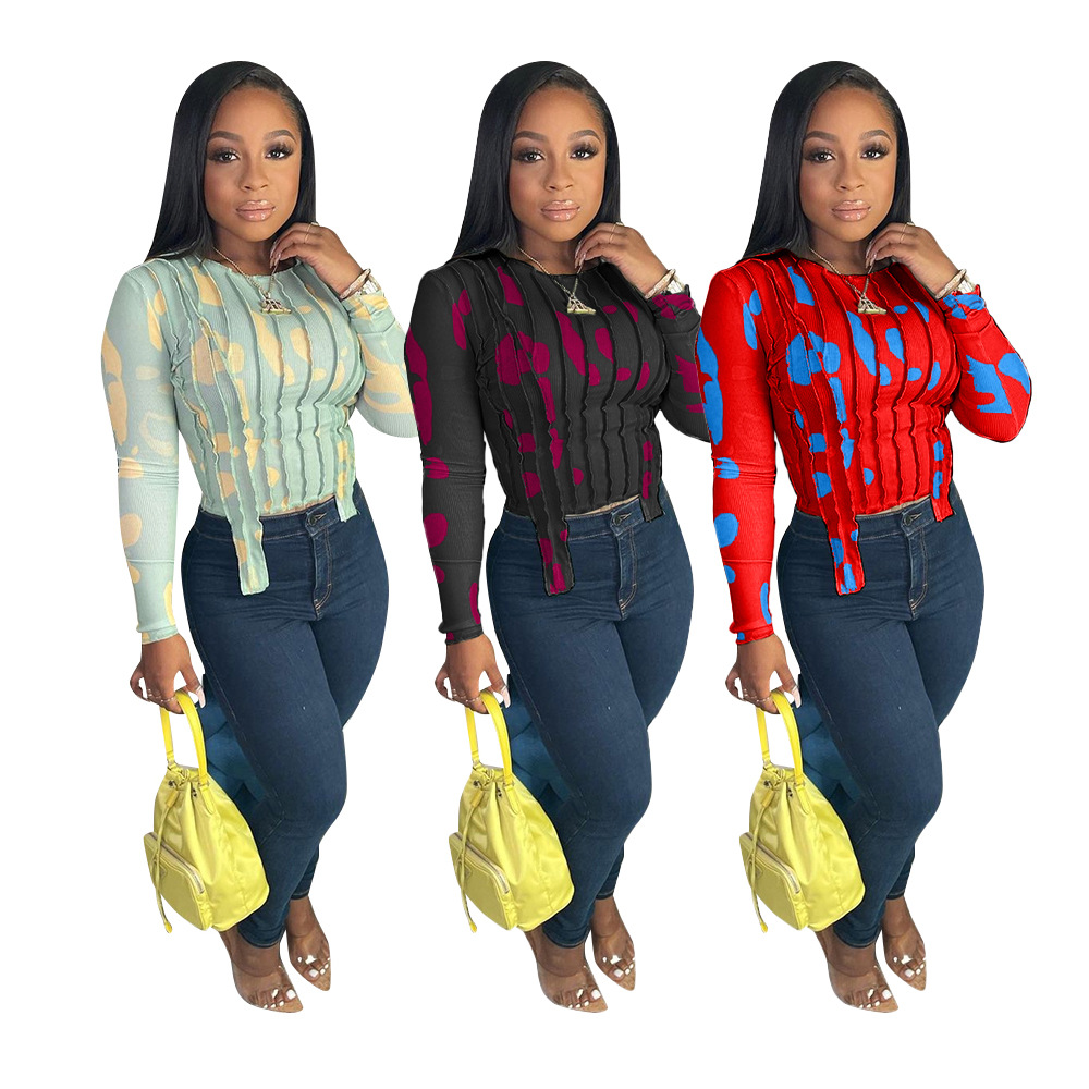 Модный облегающий топ с круглым вырезом, повседневные женские рубашки с длинным рукавом