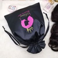 Sachets en Satin à Cordon de Serrage Personnalisés pour Cheveux, Perruques et Extensions, Emballage Souple en Soie avec Logo Imprimé