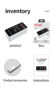 שולחן העבודה של 65w multi-port <span class=keywords><strong>pd</strong></span> <span class=keywords><strong>usb</strong></span> c מטען מהיר 8 יציאות 30w סוג-c <span class=keywords><strong>USB</strong></span> עם תחנת טעינה דיגיטלית lcd - Product Image 6