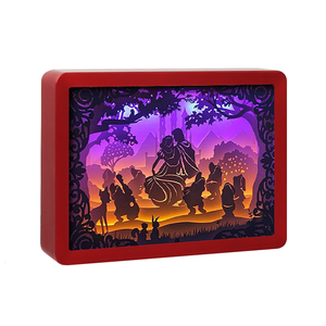 Lanterne en papier <span class=keywords><strong>de</strong></span> style conte <span class=keywords><strong>de</strong></span> fées <span class=keywords><strong>Grimm</strong></span>, <span class=keywords><strong>Blanche</strong></span>-<span class=keywords><strong>Neige</strong></span>, à faire soi-même, 7 feuilles, boîte à lumière découpée en papier, lampe <span class=keywords><strong>de</strong></span> chevet pour chambre d'enfant - Product Image 2