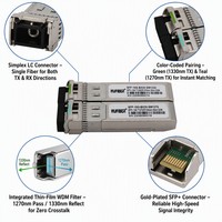 Module émetteur-récepteur Nufiber SFP+ 10G BIDI BX20 20km 1270/1330nm Simplex LC SMF DDM compatible MSA pour réseau métropolitain pour Juniper