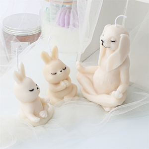 Moules en silicone pour bougies et résine, motifs animaux méditant (lapin, <span class=keywords><strong>bouledogue</strong></span>, grenouille, chaton), pour décoration de festival et sculptures en cire - Product Image 5