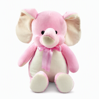 Peluche éléphant rose et blanc de 30 cm, assis, avec nœud papillon, jouet en peluche mignon pour bébé et enfant