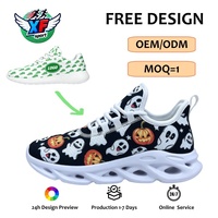 Chaussures de sport personnalisées sur le thème d'Halloween, imprimé citrouille et fantôme, chaussures de course avec logo personnalisé, chaussures de sport effrayantes, chaussures décontractées, vente en gros