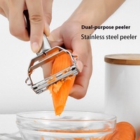 Râpe multifonctionnelle à double tête en acier inoxydable, couteau à éplucher les fruits créatif deux-en-un, coupe-melon