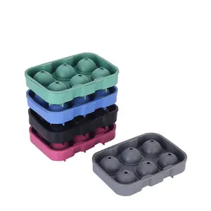 Ready to ship Silicone 6 hole ice cube ball tray brick round mold sphere mould bar ice hockey maker