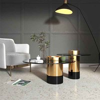 Ensemble de meubles de salon modernes 1024-1 pour usage domestique avec table basse et tables d'appoint en métal, verre trempé, certifié ISO9001