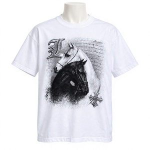 Cool <b>White</b> Unisex 100% Cotton Graphic T <b>Shirt</b> Black Gray Horse Print Breathable <b>Short</b> <b>Sleeve</b> Casual Streetwear Top Fashion Wear - Product Image 1