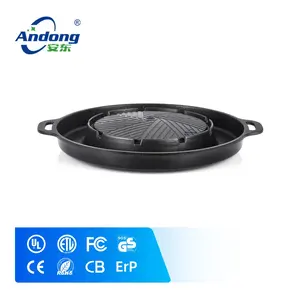 Andong Roasting Round Pan Korean Alumínio Antiaderente Grill Pan Bbq Frying Grill Outdoor Cast Iron Churrasco Gridles Grill Panelas