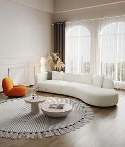 Canapé d'angle moderne en laine d'agneau et polaire, trois places, carré, rembourré, écologique, pour salon ou hôtel, blanc bouclé - Product Image 4