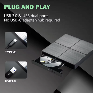 Unidad de DVD Externa USB 3.0 Tipo-C, Grabadora de <span class=keywords><strong>CD</strong></span> Portátil, Unidad Óptica de <span class=keywords><strong>CD</strong></span> DVD +/-RW, Grabadora de <span class=keywords><strong>CD</strong></span> DVD ROM Delgada - Product Image 3