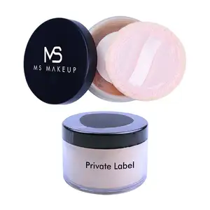 Oem Großhandel Low Moq 6 Farben Schwarz Deckel Benutzer definiertes Logo Private Label Gesichts einstellung Kosmetisches Make-up Loses Puder Mit Puff