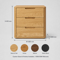 Nouvelle table de chevet en chêne à 3 tiroirs, design français, bois naturel, personnalisable OEM ODM